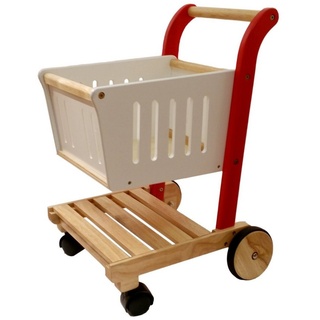 ESTIA Holzspielwaren Spiel-Einkaufswagen Einkaufswagen aus Holz, Robuster, multifunktionaler Einkaufswagen aus Holz rot