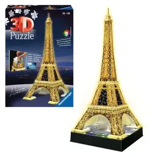 Ravensburger Puzzle 12579 Eiffelturm, 3D Puzzle, LED-Beleuchtung, ab 10 Jahre, 216 Teile