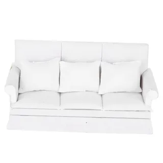 Mini Puppenhaus Sofa 1/12 Maßstab Puppenhaus Sessel Möbel Sofa Couch Puppenhaus Fancy Couch Puppenhaus Sofa Modell mit 3 abnehmbaren Kissen Fit für Barbie Puppenhaus Mädchen Geburtstagsgeschenk