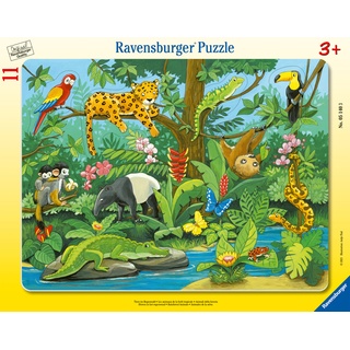 Ravensburger Kinderpuzzle - 05140 Tiere Im Regenwald - Rahmenpuzzle Für Kinder Ab 3 Jahren  Mit 11 Teilen