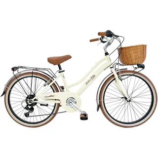 Dolce Vita by Canellini JUNIOR Fahrrad Citybike Madchen mit Korb - Beige 24" - Beige