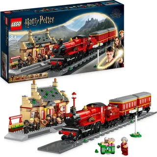 LEGO 76423 Harry Potter Hogwarts Express & der Bahnhof von Hogsmeade Zug-Set mit Schienen, Spielzeug-Zug, Fahrkartenschalter und 8 Minifiguren, iko... - Schwarz