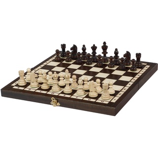 Sunrise Chess | Olympisches Schach | Traditionelle Figuren | Handbemaltes Schachbrett | Naturbelassenes Holz | Widerstandsfähig gegen Beschädigungen | Praktische Kassette
