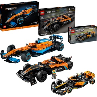LEGO Rennwagen-Bundle: Enthält Technic McLaren Formel 1 Rennwagen (42141) Set für Erwachsene, Technic NEOM McLaren Formula E Race Car (42169), Speed Champions McLaren Formel-1 Rennwagen 2023 (76919)