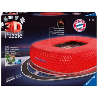 Ravensburger 3D Puzzle 12530 - Allianz Arena Night Edition - FC Bayern München Fanartikel - leuchtet im Dunkeln - Geschenkidee für große und kleine Bayern-Fans ab 8 Jahren