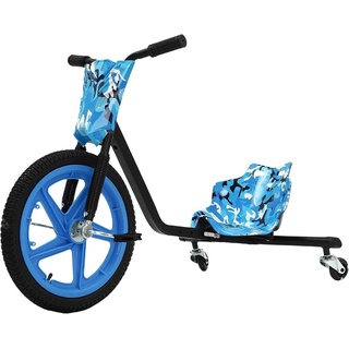 Pedal Go Kart für Kinder, Dreirädriges Fahrrad, Geeignet für Anfänger zum Üben des Reitens, Blau Camouflage, Schwarz