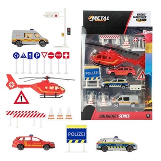 Toi-Toys Spielzeug-Feuerwehr »Rettungsdienst Fahrzeuge Polizei Krankenwagen Straßenschilder«