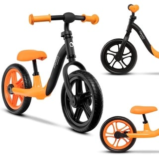 Lionelo Alex Laufrad Kinder Fahrrad bis 30 kg Sattel und Lenker einstellbar 12 Zoll Eva Schaumräder robuste Konstruktion Lenkeinschlagsbegrenzung EN 71 (Orange)