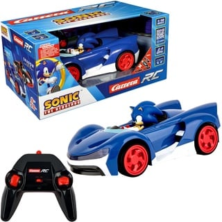 Carrera RC Team Sonic Racing - Sonic | Ferngesteuertes Auto | Rennboliden mit LED-Scheinwerfer | 27 cm Länge | Ab 6 Jahren | LiFePo4 Akku | Ready-to-Run | 20 min. Fahrzeit
