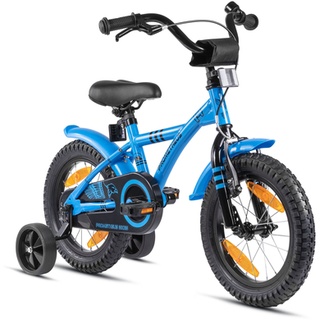PROMETHEUS BICYCLES® HAWK Kinderfahrrad 14 , Blau-Schwarz mit Stützrädern