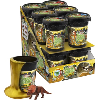 CRAZE Magic Slime DINOREX 12er Multipack | Schleim Kinder in 12x 110 ml Dosen mit Dinosaurier Spielzeug - Slime Set mit Überraschung, Kinderschleim sicher & rückstandsfrei