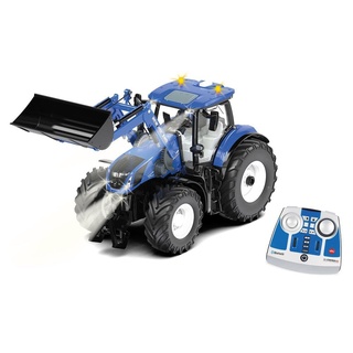 siku 6798, New Holland T7.315 Traktor mit Frontlader, Blau, Metall/Kunststoff, 1:32, Ferngesteuert, Inkl. Bluetooth-Fernsteuerung, Steuerung via App möglich