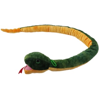Plüschtier Plüschschlange XXL Plüsch-Schlange weich gefüllt, ideal zum Trösten Kuscheln Einschlafhilfe Toys Schlange Snake Kuscheltier (Grün Gelb Anaconda 100 cm)