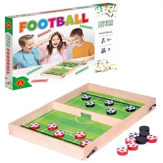 A ALEXANDER - Fußball Brettspiel - Spiel für 2 Personen - Brettspiele ab 5 Jahre, Tischfussball Kinder, Gesellschaftsspiel - aus Holz - 335 x 230 x 28 mm