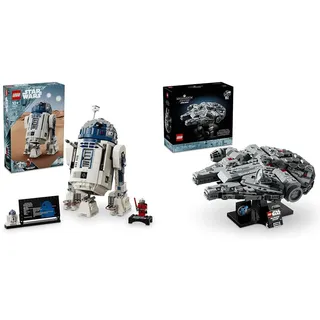 LEGO Star Wars R2-D2, Droide Steinen zum Sammeln, Bauen, Spielen und Ausstellen & Star Wars Millennium Falcon, Modell eines Sternenschiffs aus Star Wars