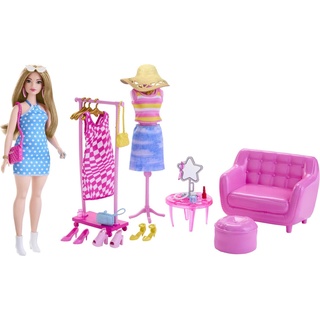 Barbie Stylistin und Kleiderschrank (Puppe & Accy)