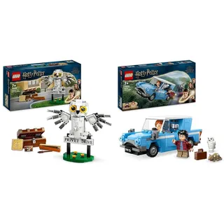 LEGO Harry Potter Hedwig im Ligusterweg 4 Set mit Spielzeug-Eule für Kinder & Harry Potter Fliegender Ford Anglia, baubares Spielzeug-Auto für Kinder