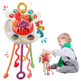 Moowarlt Baby Spielzeug ab 1 Jahr, Montessori Baby Sensorisches Spielzeug, Lebensmittelqualität Silikon Kordelzug Spielzeug für Babys,1-3 Jahre altes Baby übt Hände feines Handgreifen Aktion