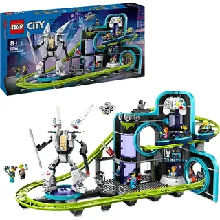 LEGO City 60421 Achterbahn mit Roboter-Mech Bausatz, Mehrfarbig