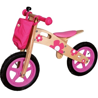 Bino Laufrad, Spielzeug für Kinder ab 3 Jahre, Kinderspielzeug (buntes Holzspielzeug, inklusive Tasche, verstellbare Sitzhöhe, mit Linear Pull Bremse, gesundheitsunbedenkliche Farben), Rosa