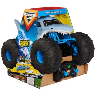 Monster Jam Megalodon Storm, RC Truck, Amphibienfahrzeug in Hai-Optik für Land und Wasser, Maßstab 1:15 - kinderleichte Bedienung, für Monster Jam Fans ab 4 Jahren