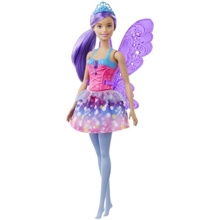 Barbie GJK00 - Dreamtopia Fee, Puppe (lilafarbenes Haar) mit Flügeln und Diadem, Spielzeug ab 3 Jahren