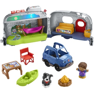 Fisher-Price - Little People Camping Abenteuer - 2-in-1-Fahrzeug und Spielset mit Lichtern und Liedern für Kinder ab 1 Jahr, HJN42