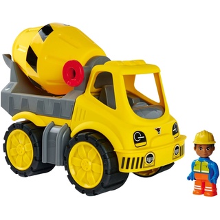 BIG Spielzeug-Betonmischer Power-Worker Zementmischer+ Figur, Made in Germany gelb