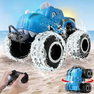 Ferngesteuertes Auto ab 6 Jahre,2.4Ghz RC Auto Amphibienfahrzeug,1:20 Remote Control Car Monstertruck Ferngesteuert Outdoor Offroad,Blau - Blau