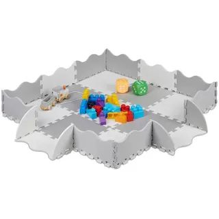 relaxdays Spielmatte 25-teilige Puzzlematte mit Rand, Grau grau