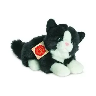 Hermann Teddy 90689 Katze liegend schwarz/weiß 20 cm