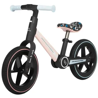 Skiddoü Laufrad Ronny 12 Zoll Räder, Aluminium-Rahme höhenverstellbar lenkradschloss Balance Bike Einheitsgröße retro design Rosa - Rosa/Schwarz