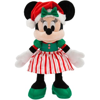 Disney Store Offizielle Minnie Maus Weihnachten 2023 Mittelgroßes Kuscheltier, 38 cm, Festliches Stofftier in Zuckerstangenkostüm und Weihnachtsmütze mit Satinschleife