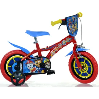 Kinderfahrrad DINO "Paw Patrol 12 Zoll" Fahrräder Gr. 22 cm, 12 Zoll (30,48 cm), rot (rot, blau) Kinder Kinderfahrräder mit Stützrädern, Trinkflasche und Frontschild