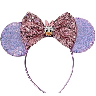 CLGIFT Prinzessin Minnie Ohren, wählen Sie Ihre Farbe, Blumen-Minnie-Ohren, florale Minnie Ohren, lila glitzernde Maus-Ohren, Daisy Duck, 1 Count (Pack of 1)