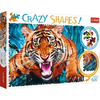 Trefl TR11110 Auge mit einem Tiger 600 Teile, Crazy Shapes, Premium Quality, für Erwachsene und Kinder ab 10 Jahren Puzzle, Farbig