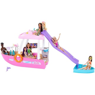 Barbie Puppen Fahrzeug Barbie Traumboot mit Pool und Rutsche inkl. Barbie Zubehör rosa