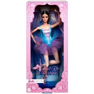 Barbie Signature Ballet Wishes Puppe (brünett, ca. 30 cm), beweglich, mit Ballerinakostüm, Tutu, Spitzenschuhen und Diadem, Geschenk für Kinder ab 6 Jahren, JCW44