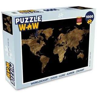 MuchoWow Puzzle Weltkarte - Gold - Luxus - Erde - Schwarz, 1000 Puzzleteile, Foto-Puzzle, Bilderrätsel, Puzzlespiele, Klassisch bunt