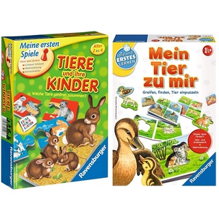 Ravensburger 21403 - Tiere und ihre Kinder - Kinderspiel, Tierwelt kennenlernen & 24731 - Mein Tier zu Mir - Puzzelspiel für die Kleinen - Spiel für Kinder ab 1 und 1/2 Jahren