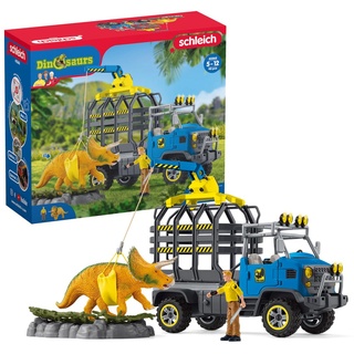 schleich 42565 DINOSAURS Dinosaurier Truck Mission, 43 Teile Spielset mit 1x Dinosaurier Figur, Ranger, Truck und weiterem Zubehör, Dinosaurier Spielzeug für Kinder ab 4 Jahren