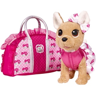 Simba 105893346 - ChiChi Love Rose Fashion, Chihuahua Plüschhund in süßem Rosenoutfit mit passender Tasche, 20cm, ab 5 Jahre