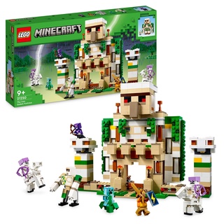 LEGO Minecraft Die Eisengolem-Festung, baubares Burg-Spielzeug, verwandelbar in eine große Figur, mit 7 Figuren inklusive Kristallritter, Skelettreiter und EIN geladener Creeper 21250