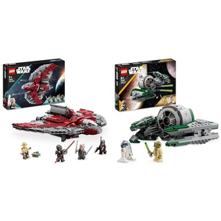 LEGO 75362 Star Wars Ahsoka Tanos T-6 Jedi Shuttle Set & 75360 Star Wars Yodas Jedi Starfighter, Clone Wars Fahrzeug-Set mit Meister Yoda-Minifigur