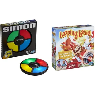 Hasbro E9383 Simon Spiel, elektronisches Merkspiel für Kinder ab 8 Jahren; mit Lichtern und Geräuschen & Looping Louie Kinderspiel, lustiges 3D , Partyspiel für Kindergeburtstage