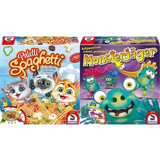 Schmidt Spiele 40626 Paletti Spaghetti, Aktionsspiel für Kinder und Erwachsene & 40557 Monsterjäger, Aktionsspiel, bunt