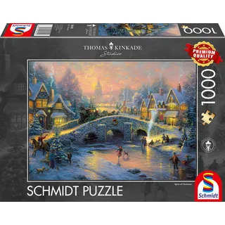 Schmidt Spiele 58450 - Thomas Kinkade "Winterliches Dorf", 1000 Teile Puzzle