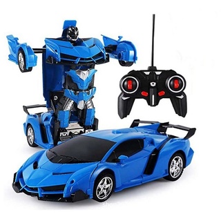 XDeer Spielzeug-Auto 1:18 Ein-Tasten-Deformations-Fernbedienung RC-Auto, Deformations-Auto-Roboter-Modellauto-Fernbedienungsspielzeug blau