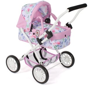 Bayer Chic 2000 - Puppenwagen Smarty, Kleiner Puppenwagen für Kinder ab 2 Jahren, Flowers, rosa, 555-53