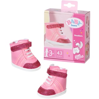 BABY born Sneakers pink, Puppenschuhe in Rosa mit Klettverschluss und Glitzer für 43 cm Puppen, 833889 Zapf Creation